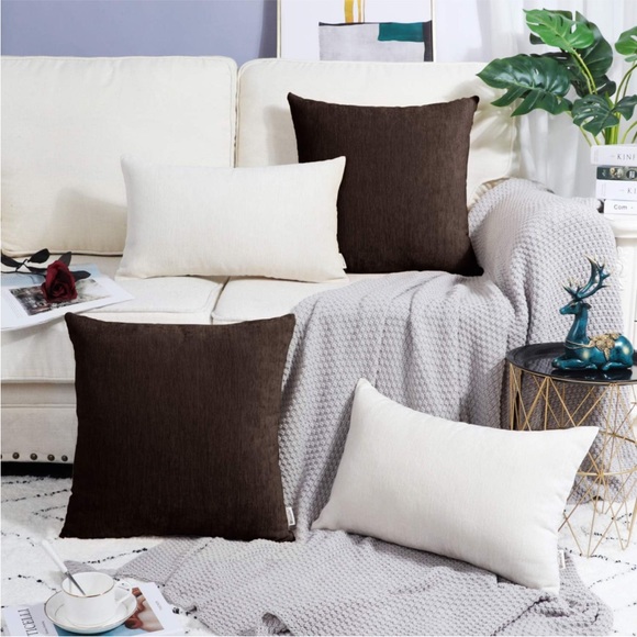 New Set of 2 Black Chenille Throw Pillow Covers 18x18” - Picture 7 of 7